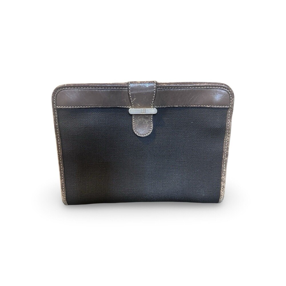 Dunhill London Vintage Toiletry Travel Bag Black Canvas Brown Leather
